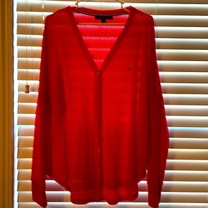 Tommy Hilifiger XL cable knit lightweight red cardigan. NWOT